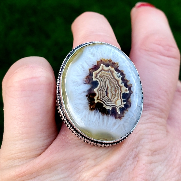 New Oversized Solar Agate 925 Silver Statement Ring. - Picture 5 of 15